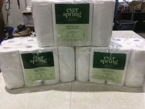 Lot of (3) Everspring 100% Recycled Paper Towels, 8ct 