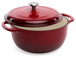 6qt Non-Stick Enamel Cast-Iron Dutch Oven Kitchen Cookware w/ Side Handles, Deep Red