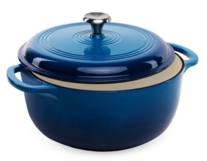 6qt Non-Stick Enamel Cast-Iron Dutch Oven Kitchen Cookware w/ Side Handles, Deep Blue