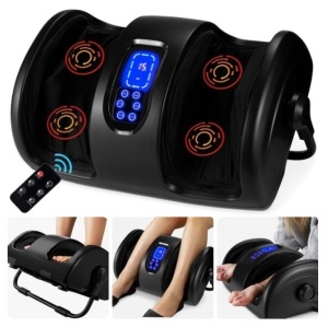 Reflexology Shiatsu Foot Massager w/ High-Intensity Rollers, Remote Control, Satin Black