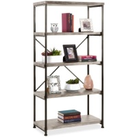 5-Tier Industrial Bookshelf w/ Metal Frame, Wood Shelves&nbsp;