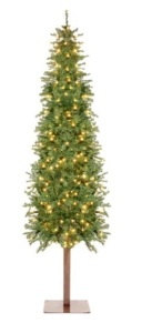 Pre-Lit Artificial Alpine Slim Pencil Christmas Tree w/ LED Lights, Stand,APPEARS NEW