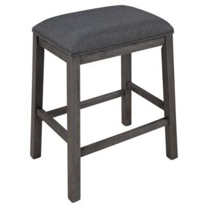 Farmhouse Rustic 2-piece Counter Height Wood Kitchen Dining Stools for Small Places, Gray