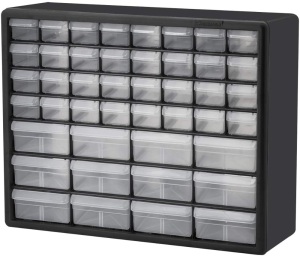 Lot of (2) Akro-Mils 44 Drawer Plastic Parts Storage Hardware and Craft Cabinet, 20" W x 6" D x 16" H - Appear New 