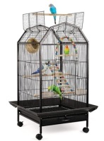 Open Top Standing Parrot Parakeet Cage with Rolling Stand, Appears New