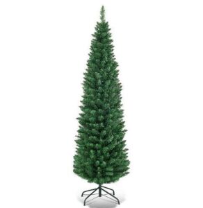 6 ft. PVC Unlit Artificial Slim Pencil Christmas Tree with Stand