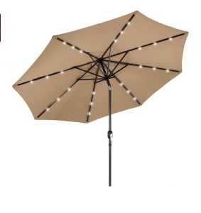 Solar LED Lighted Patio Umbrella w/ Tilt Adjustment, UV-Resistance - 10ft,APPEARS NEW