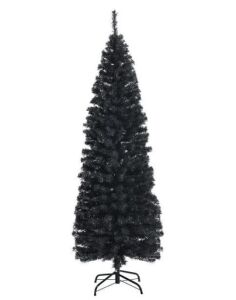 6 ft. Unlit Artificial Christmas Tree Halloween Pencil Tree Black w/Metal Stand