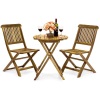 3-Piece Acacia Wood Bistro Set w/ Folding Table and Chairs. Appears New