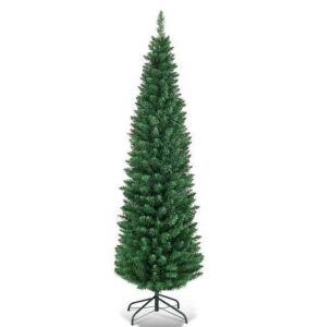 6 ft. PVC Unlit Artificial Slim Pencil Christmas Tree with Stand 