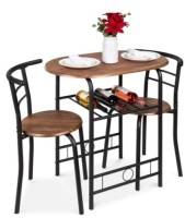 3-Piece Wooden Table & Chairs Dining Set w/ Lower Storage Shelf,APPEARS NEW&nbsp;