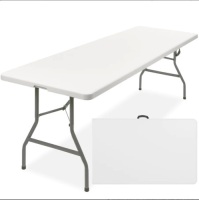 8ft Portable Folding Plastic Dining Table w/ Handle, Lock&nbsp;
