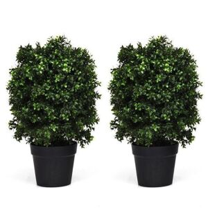 2PC 24'' Artificial Boxwood Topiary Ball Tree 