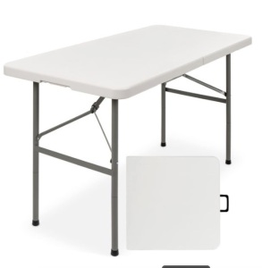 4ft Portable Folding Plastic Dining Table w/ Handle, Lock