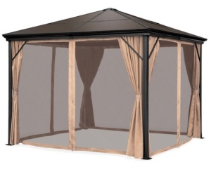 Outdoor Hardtop Gazebo w/ Aluminum Frame, Side Curtains, Netting - 10x10ft