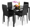 5-Piece Dining Table Set w/ Glass Top, Leather Chairs