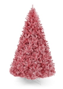 Pink Artificial Tinsel Christmas Tree w/ Foldable Stand, 6 Ft.