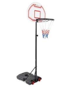 Kids Height-Adjustable Basketball Hoop, Portable Backboard System w/ Wheels, White Backboard