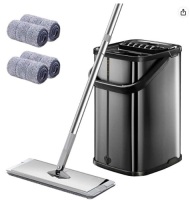Black Squeeze Flat Floor Mop and Bucket Set, Appears New