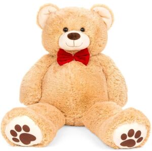 Giant Plush Teddy Bear Stuffed Animal w/ Bow Tie, Paw Prints - 38in