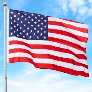 25' Telescopic Aluminum Flagpole with American Flag and Gold Ball