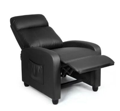 Recliner Massage Chair, Ergonomic Adjustable Single Sofa with Padded Seat Black