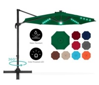 360-Degree LED Cantilever Offset Patio Umbrella w/ Tilt - 10ft, Appears New