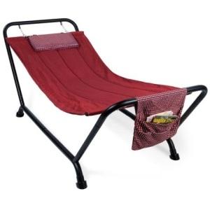 Outdoor Patio Hammock for Backyard, Garden w/ Stand, Pillow, Storage Pockets 