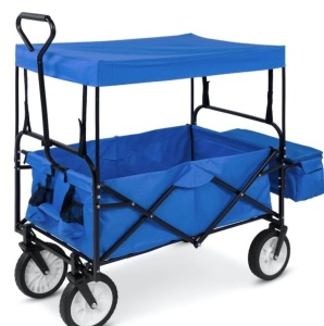 Utility Wagon Cart w/ Folding Design, 2 Cup Holders, Removable Canopy,E-COMMERCE RETURN