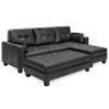 BCP. SKY.  L - Shaped  Black Leather  Sofa Tufted  Faux Leather  Lounge set With Chaise 