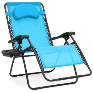 Oversized Reclining Zero Gravity Chair Lounger w/ Cup Holder, Pillow 