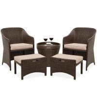 BCP. SKY. 6338 - A, 6338 - B : 5 = Piece &nbsp;Out Door &nbsp;Wicker &nbsp;Bistro Set W / Side Storage Table&nbsp;