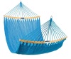 2-Person Woven Polyester Hammock w/ Curved Bamboo Spreader Bar, Carry Bag, Electric Blue