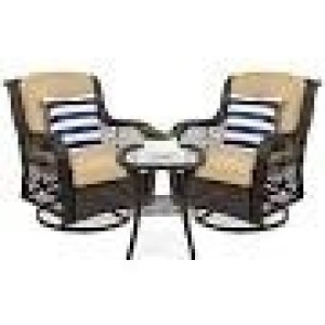 BCP. SKY. 6021 : Best Choice Products  3 - Piece  Patio Wicker  Bistro Furniture Set W / 2  Cushioned  Swivel  Rocking Chairs 