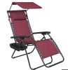 Folding Zero Gravity Recliner Patio Lounge Chair w/ Canopy, Side Tray, Burgundy