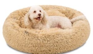 Self-Warming Shag Fur Calming Pet Bed w/ Water-Resistant Lining - Brown,APPEARS NEW