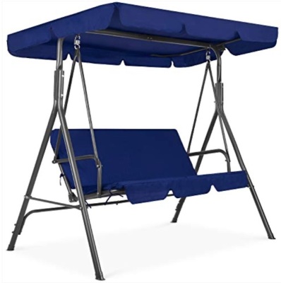 3-Person Outdoor Patio Swing Chair - Navy Blue