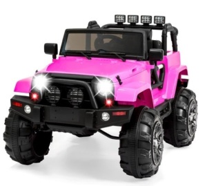 12V Kids Ride-On Truck Car Toy w/ 3 Speeds, LED, Remote, Bluetooth, Pink, Boxes A & B