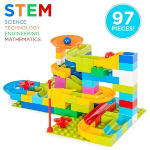 97-Piece Kids Create Your Own Marble Maze Run Racetrack Puzzle Game Set