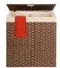 Double Laundry Hamper Basket w/ Easy Assembly, Liner Bag, Dark Brown