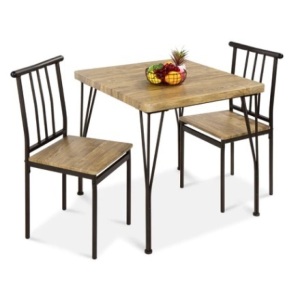 3-Piece Dining Table Furniture Set, Brown