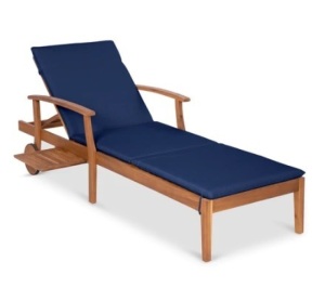 Acacia Wood Chaise Lounge Chair, 79x26in, Navy