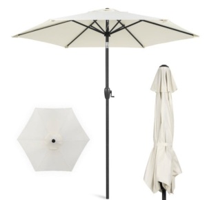 Outdoor Market Patio Umbrella w/ Push Button Tilt, Crank Lift - 7.5ft, Cream