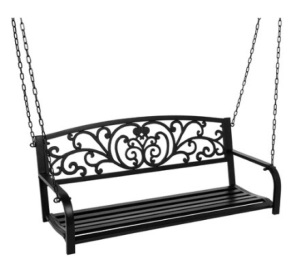 2-Person Metal Outdoor Porch Swing, Black