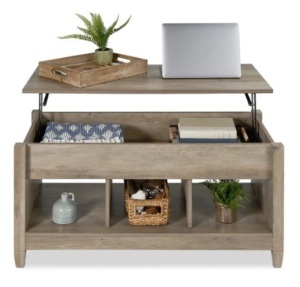 Multifunctional Lift Top Coffee Table, Gray Oak