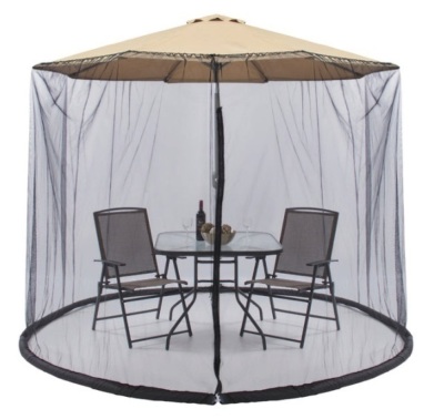 Adjustable Bug Net Accessory for Patio Umbrella w/ Zippered Door - 9ft