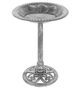 Vintage Outdoor Garden Bird Bath w/ Fleur-de-Lis Accents, Color May Vary From Picture, E-Commerce Return/Appears New