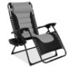Oversized Padded Zero Gravity Chair, Folding Recliner w/ Headrest, Side Tray, Gray/Black
