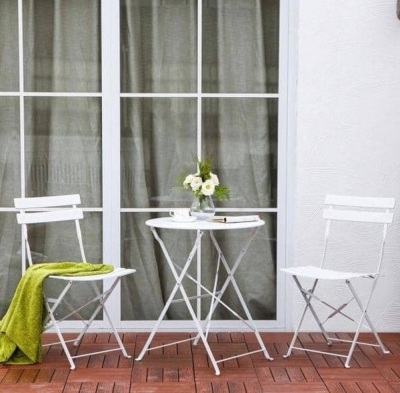 Grand Patio 3-Piece Metal Outdoor Folding Bistro Set in White