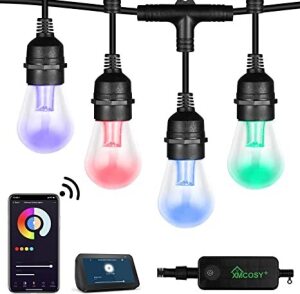 XMCOSY+ Outdoor String Lights, 49Ft Patio Lights RGB